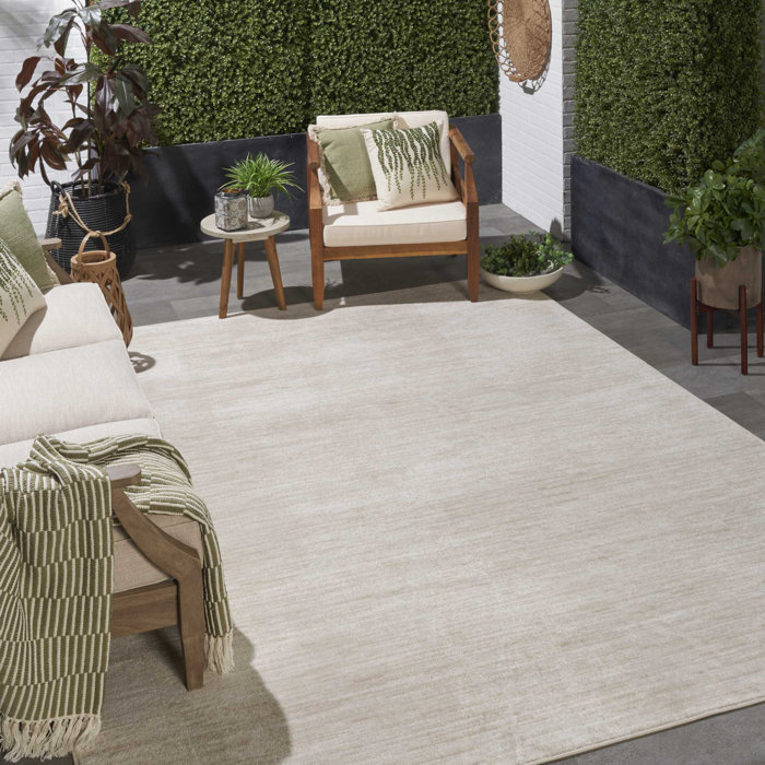 Trent Austin Design® Mullican Sandy Solid Ivory/Beige Easy Care Area